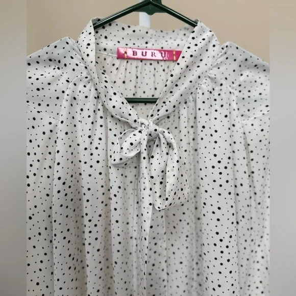 Buru Bow Blouse polka dots size S - Picture 2 of 4